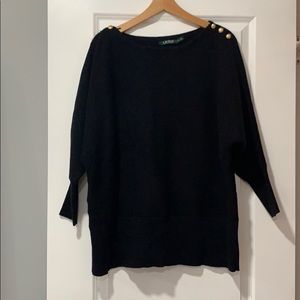 Black sweater with gold buttons